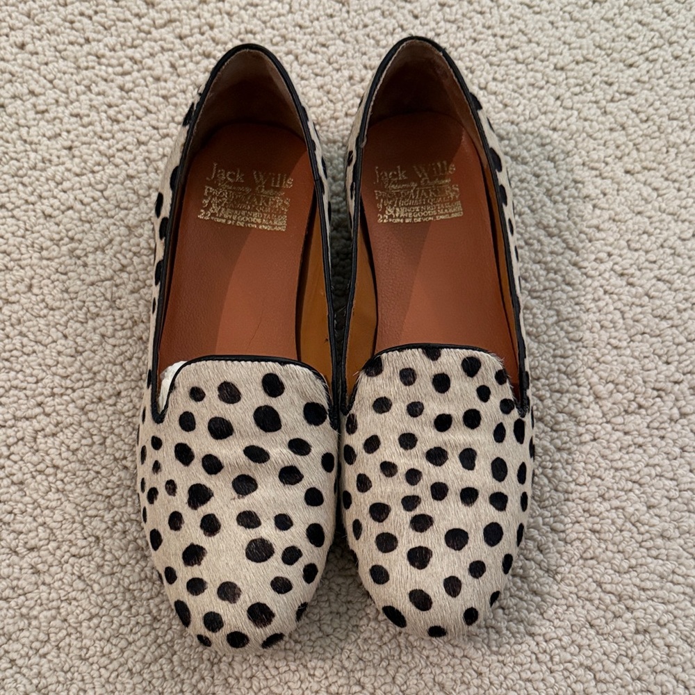 Jack Wills Women's Black and White Polka Dot Loafers